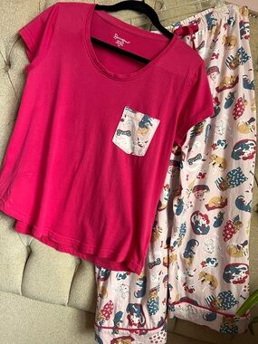🐶 Pajamagram pink dog capris pajama set cotton medium M